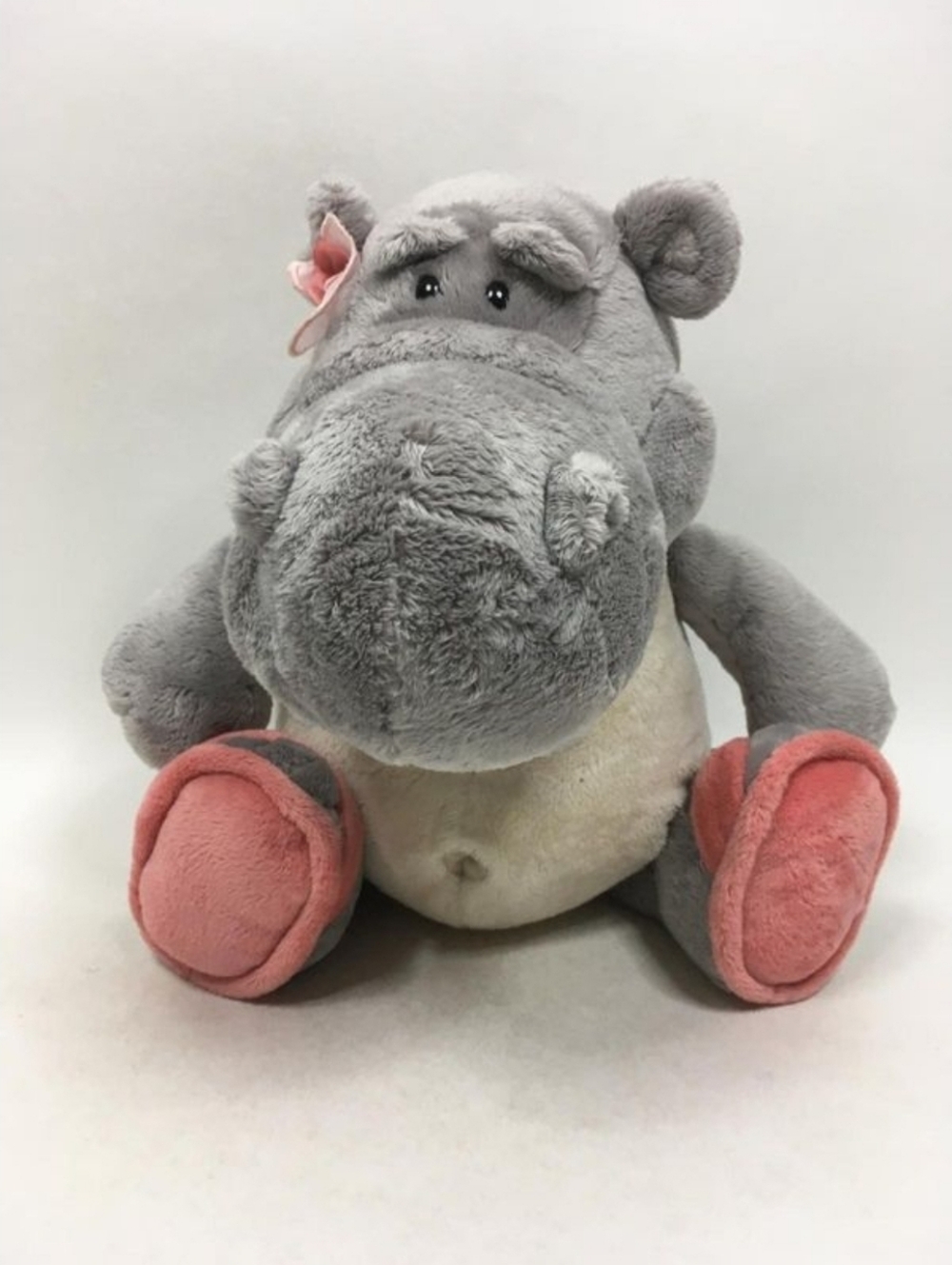 Nici Germany Plush Hippo Gray Mandy Summer Flip Flips Flower Cozy Soft Toy